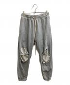JUN/NAKAYAMAジュン ナカヤマ）の古着「distressed pant / ダメージスウェットパンツ」｜グレー