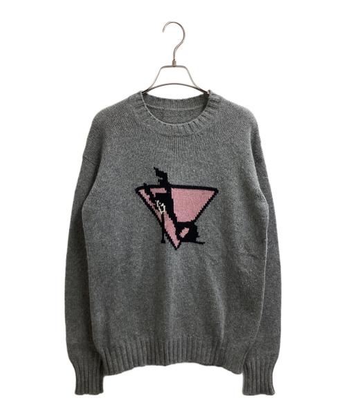 PRADA（プラダ）PRADA (プラダ) ハイヒールモチーフ カシミヤ混ウールニット グレー サイズ:38の古着・服飾アイテム