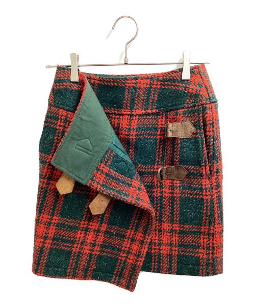 I.S. ISSEY MIYAKE（イッセイ ミヤケ）I.S. ISSEY MIYAKE (イッセイ ミヤケ) ラップスカート / RN54225 レッド×グリーン サイズ:7の古着・服飾アイテム