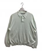 Graphpaperグラフペーパー）の古着「Suvin High Gauge Knit Oversized L/S Polo」｜グリーン