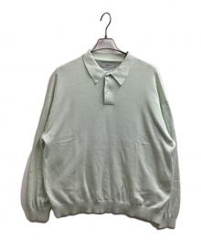 Graphpaper（グラフペーパー）の古着「Suvin High Gauge Knit Oversized L/S Polo」｜グリーン