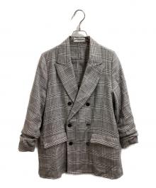 boutique ordinary（ブティークオーディナリー）の古着「Chou-Chou Sleeve Double Jacket / シュシュスリーブダブルジャケット / BO24-524J」｜グレー