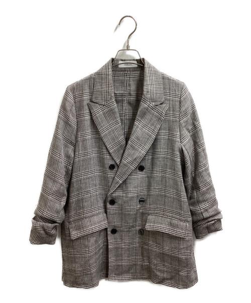 boutique ordinary（ブティークオーディナリー）BOUTIQUE ORDINARY (ブティークオーディナリー) Chou-Chou Sleeve Double Jacket / シュシュスリーブダブルジャケット / BO24-524J グレーの古着・服飾アイテム