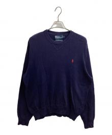 POLO RALPH LAUREN（ポロ・ラルフローレン）の古着「クルーネックニット / EXCULUSIVE OF DECORATION」｜ネイビー