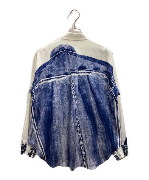 PRANK PROJECT（プランクプロジェクト）PRANK PROJECT (プランクプロジェクト) Denim Printed Shirt ホワイト×ブルー サイズ:FREEの古着・服飾アイテム