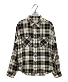 UNUSED（アンユーズド）の古着「long sleeve rayon check shirt "LIGHT" / US2562 / 26SS」｜アイボリー×ブラック