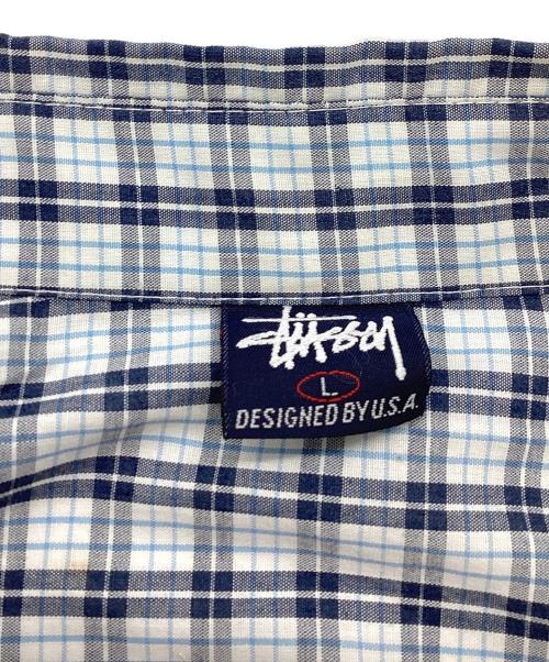 stussy（ステューシー）stussy (ステューシー) BDチェックシャツ / OLD 紺タグ ホワイト×ブルー サイズ:Lの古着・服飾アイテム