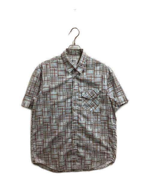 stussy（ステューシー）stussy (ステューシー) 半袖チェックウエスタンシャツ / OLD 白タグ USA製  グレー×ブルー サイズ:Lの古着・服飾アイテム