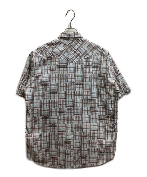 stussy（ステューシー）stussy (ステューシー) 半袖チェックウエスタンシャツ / OLD 白タグ USA製  グレー×ブルー サイズ:Lの古着・服飾アイテム
