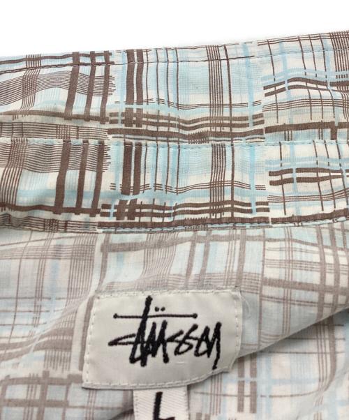 stussy（ステューシー）stussy (ステューシー) 半袖チェックウエスタンシャツ / OLD 白タグ USA製  グレー×ブルー サイズ:Lの古着・服飾アイテム