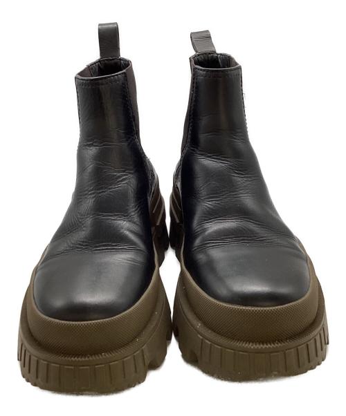 MONCLER（モンクレール）MONCLER (モンクレール) LIR チェルシー サイドゴアブーツ ブラック×ブラウン サイズ:39の古着・服飾アイテム