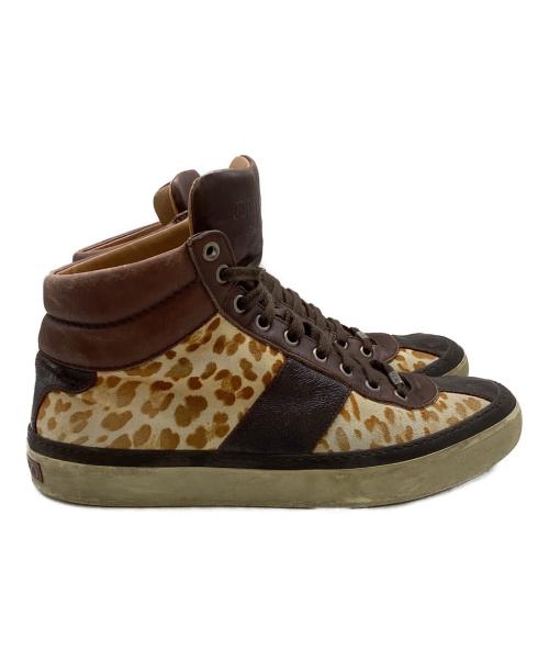 JIMMY CHOO（ジミーチュウ）JIMMY CHOO (ジミーチュウ) アニマル柄ハイカットスニーカー ブラウン サイズ:42の古着・服飾アイテム
