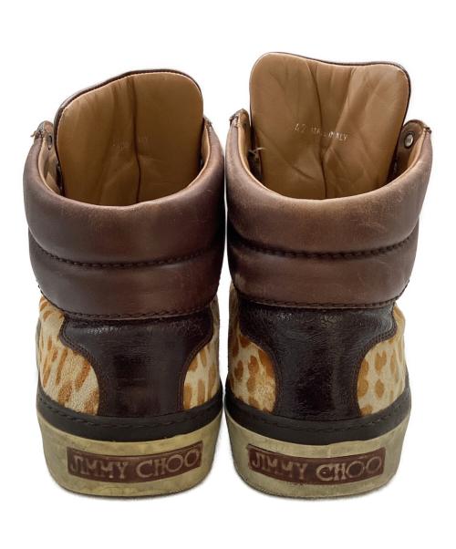 JIMMY CHOO（ジミーチュウ）JIMMY CHOO (ジミーチュウ) アニマル柄ハイカットスニーカー ブラウン サイズ:42の古着・服飾アイテム