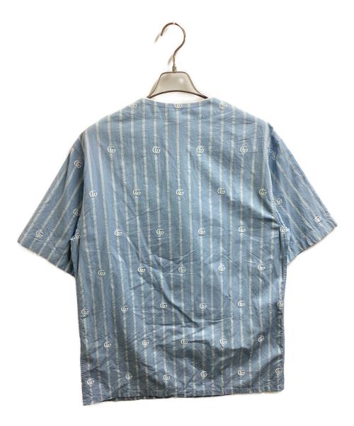 GUCCI（グッチ）GUCCI (グッチ) GGストライプコットンシャツ ブルー サイズ:44の古着・服飾アイテム