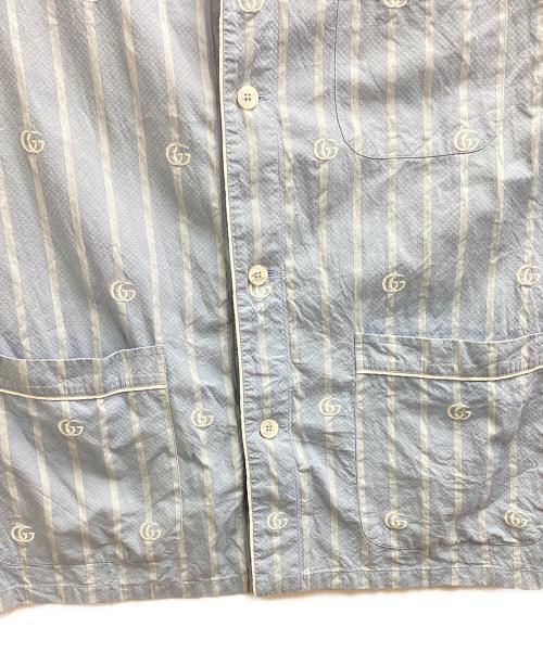 GUCCI（グッチ）GUCCI (グッチ) GGストライプコットンシャツ ブルー サイズ:44の古着・服飾アイテム