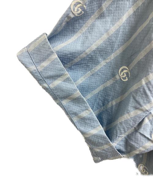 GUCCI（グッチ）GUCCI (グッチ) GGストライプコットンシャツ ブルー サイズ:44の古着・服飾アイテム