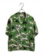 GUCCIグッチ）の古着「ポピーフラワープリントシルクシャツ」｜グリーン