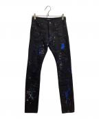 DIET BUTCHER SLIM SKINダイエットブッチャースリムスキン）の古着「リペア加工スプラッシュスキニーデニムパンツ」｜ブラック