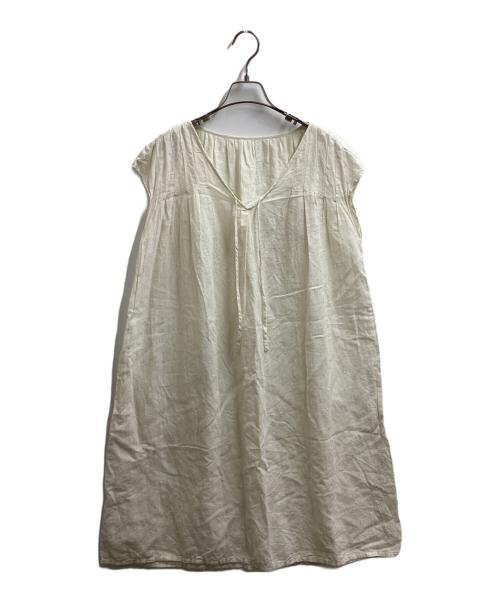nest Robe（ネストローブ）nest Robe (ネストローブ) ギャザーノースリーブワンピース / 01132-1042 アイボリー サイズ:表記無しの古着・服飾アイテム