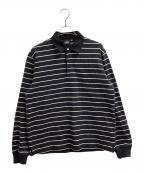 stussyステューシー）の古着「STRIPED RUGBY SHIRT」｜ブラック