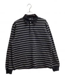 stussy（ステューシー）の古着「STRIPED RUGBY SHIRT」｜ブラック