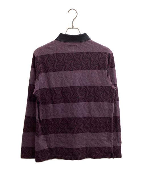 stussy（ステューシー）stussy (ステューシー) LONG SLEEVE SWIRL STRIPE POLO パープル サイズ:Ｍの古着・服飾アイテム
