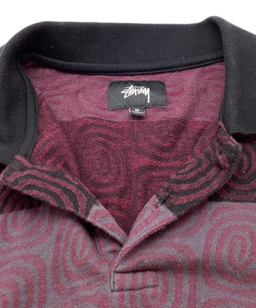 stussy（ステューシー）stussy (ステューシー) LONG SLEEVE SWIRL STRIPE POLO パープル サイズ:Ｍの古着・服飾アイテム