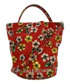 BALENCIAGAバレンシアガ）の古着「ホイール ドローストリング バッグ / 656682 / 6576・S・620318」｜レッド×ホワイト