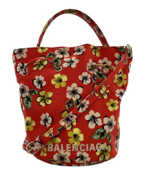 BALENCIAGA（バレンシアガ）BALENCIAGA (バレンシアガ) ホイール ドローストリング バッグ / 656682 / 6576・S・620318 レッド×ホワイトの古着・服飾アイテム