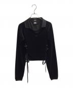 PAMEO POSE×UMBROパメオポーズ×アンブロ）の古着「Lace Up Velvet Game Shirt」｜ブラック