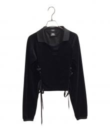 PAMEO POSE×UMBRO（パメオポーズ×アンブロ）の古着「Lace Up Velvet Game Shirt」｜ブラック