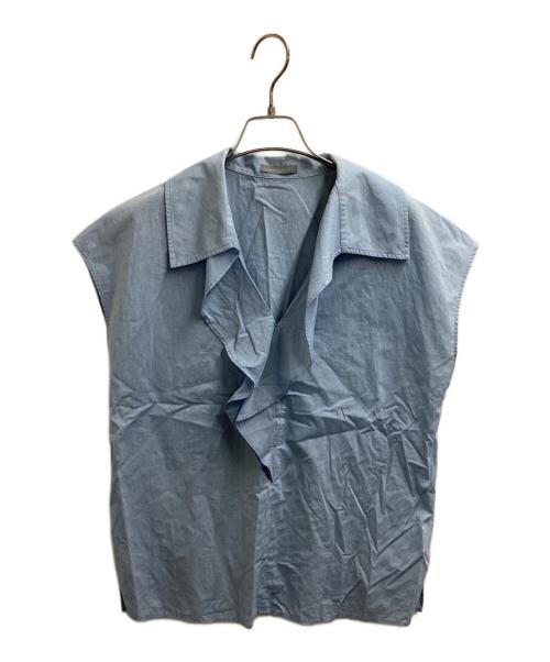 theory luxe（セオリーリュクス）theory luxe (セオリーリュクス) Tomboy Azra フレンチスリーブブラウス　/　03-4208221 ブルー サイズ:38の古着・服飾アイテム