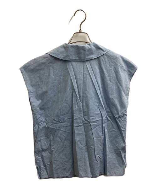 theory luxe（セオリーリュクス）theory luxe (セオリーリュクス) Tomboy Azra フレンチスリーブブラウス　/　03-4208221 ブルー サイズ:38の古着・服飾アイテム