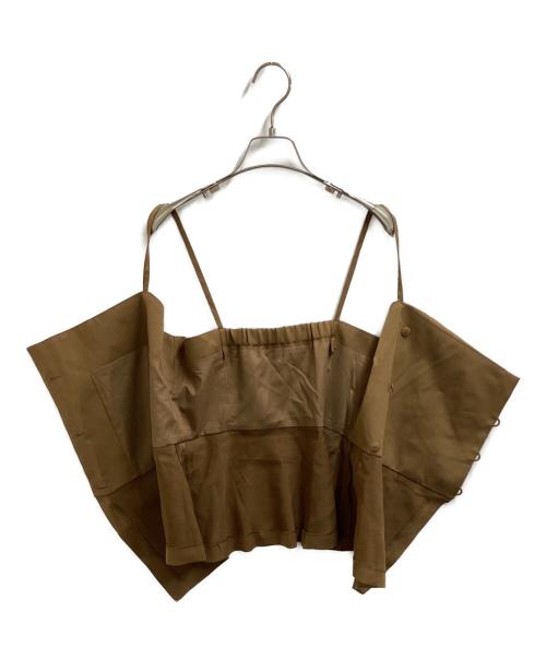 ANAYI（アナイ）ANAYI (アナイ) ストレッチツイルタックキャミブラウス ブラウン サイズ:38の古着・服飾アイテム
