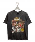 HARLEY-DAVIDSON×LOONEY TUNESハーレーダビッドソン×ルーニーチューンズ）の古着「90's 両面プリント コラボTシャツ」｜グレー