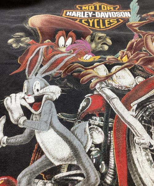 HARLEY-DAVIDSON（ハーレーダビッドソン）HARLEY-DAVIDSON (ハーレーダビッドソン) LOONEY TUNES (ルーニーチューンズ) 90's 両面プリント コラボTシャツ グレー サイズ:Lの古着・服飾アイテム
