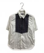 COMME des GARCONS HOMMEコムデギャルソン オム）の古着「パッチワークショートスリーブシャツ / HE-B030 / AD2009」｜ホワイト