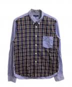 COMME des GARCONS HOMMEコムデギャルソン オム）の古着「切替チェックシャツ / HB-B050」｜ブルー