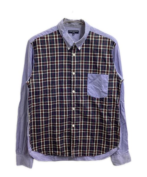 COMME des GARCONS HOMME（コムデギャルソン オム）COMME des GARCONS HOMME (コムデギャルソン オム) 切替チェックシャツ / HB-B050 ブルー サイズ:Lの古着・服飾アイテム