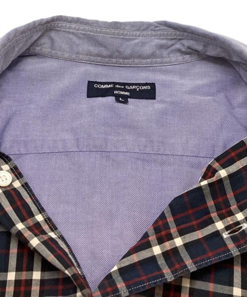 COMME des GARCONS HOMME（コムデギャルソン オム）COMME des GARCONS HOMME (コムデギャルソン オム) 切替チェックシャツ / HB-B050 ブルー サイズ:Lの古着・服飾アイテム