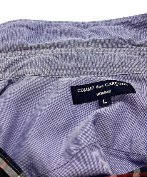 COMME des GARCONS HOMME（コムデギャルソン オム）COMME des GARCONS HOMME (コムデギャルソン オム) 切替チェックシャツ / HB-B050 ブルー サイズ:Lの古着・服飾アイテム