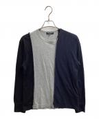COMME des GARCONS HOMMEコムデギャルソン オム）の古着「Docking cut and sew / ドッキングカットソー / HR-T009 / AD2006」｜グレー×ネイビー