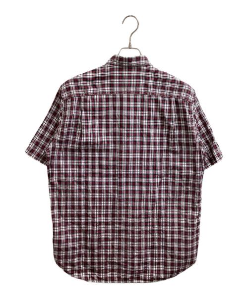 COMME des GARCONS HOMME（コムデギャルソン オム）COMME des GARCONS HOMME (コムデギャルソン オム) 半袖ストライプチェック切替シャツ / HA-B037 / AD2017 レッド×ピンク サイズ:Lの古着・服飾アイテム