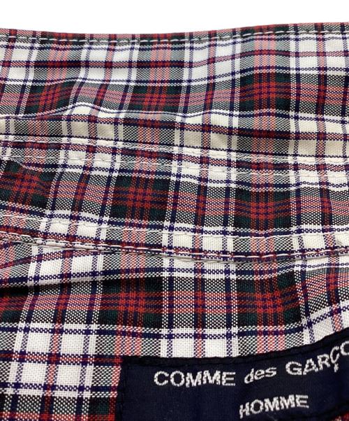COMME des GARCONS HOMME（コムデギャルソン オム）COMME des GARCONS HOMME (コムデギャルソン オム) 半袖ストライプチェック切替シャツ / HA-B037 / AD2017 レッド×ピンク サイズ:Lの古着・服飾アイテム