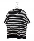 COMME des GARCONS HOMMEコムデギャルソン オム）の古着「綿圧綿天竺ボーダーTシャツ / HO-T016 / AD2024」｜ホワイト×ブラック