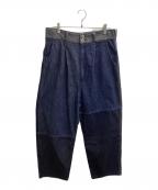 COMME des GARCONS HOMMEコムデギャルソン オム）の古着「パッチワークタックデニムパンツ / HH-P012 / AD2021」｜インディゴ
