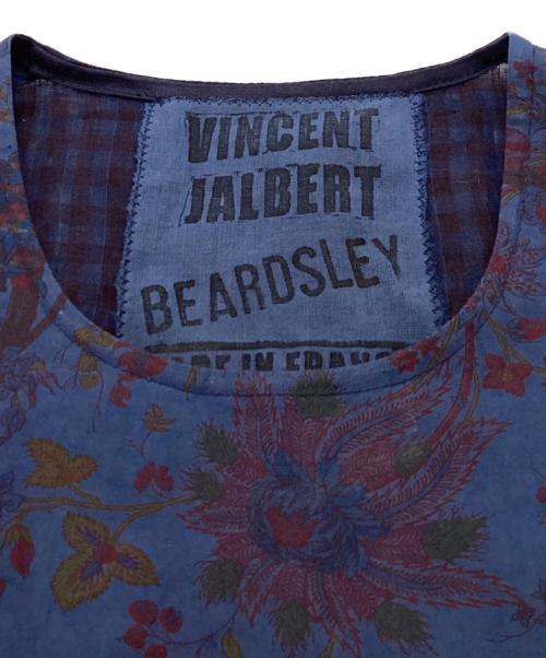 VINCENT JALBERT（ヴィンセント ジャルバート）VINCENT JALBERT (ヴィンセント ジャルバート) BEARDSLEY (ビアズリー) 花柄切替ノースリーブワンピース ブルー サイズ:不明の古着・服飾アイテム