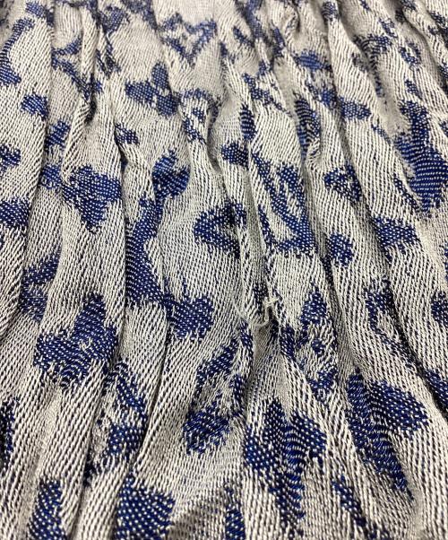 LOUIS VUITTON（ルイ ヴィトン）LOUIS VUITTON (ルイ ヴィトン) モノグラム シルク混プリーツストール グレー×ブルーの古着・服飾アイテム