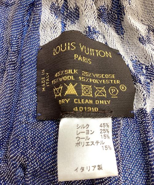 LOUIS VUITTON（ルイ ヴィトン）LOUIS VUITTON (ルイ ヴィトン) モノグラム シルク混プリーツストール グレー×ブルーの古着・服飾アイテム