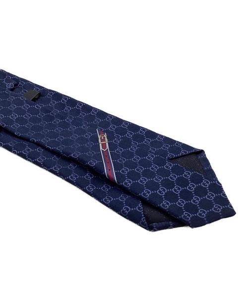 GUCCI（グッチ）GUCCI (グッチ) GG柄 シルクネクタイ ネイビー サイズ:表記無しの古着・服飾アイテム